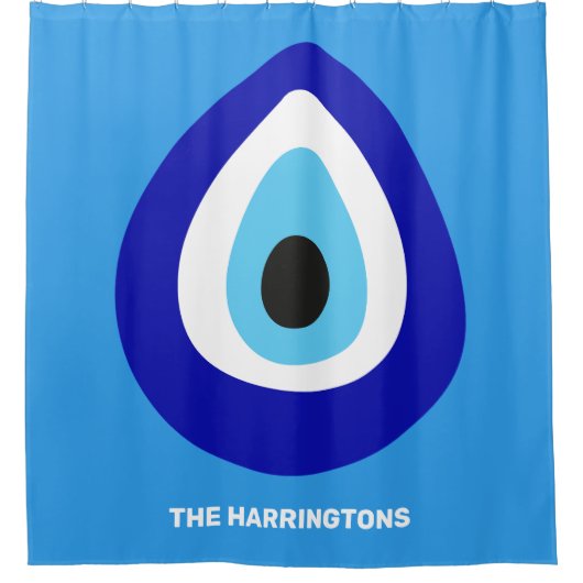 Custom Text Evil Eye Nazar Amulet Duschvorhang (Vorderseite)