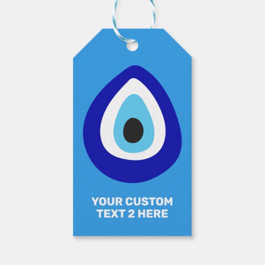Custom Text Evil Eye Nazar Amulet Geschenkanhänger (Rückseite)