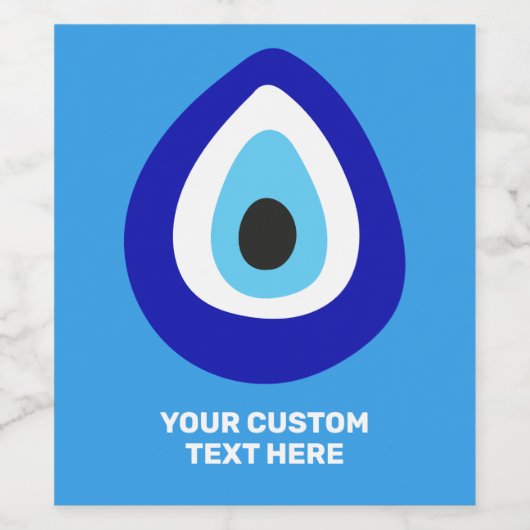 Custom Text Evil Eye Nazar Amulet Weinetikett (Einzelnes Label)