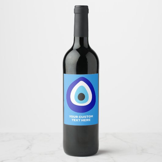 Custom Text Evil Eye Nazar Amulet Weinetikett (Vorderseite)