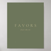 Custom Text Favors Simple Gold Sage Green Poster (Vorne)