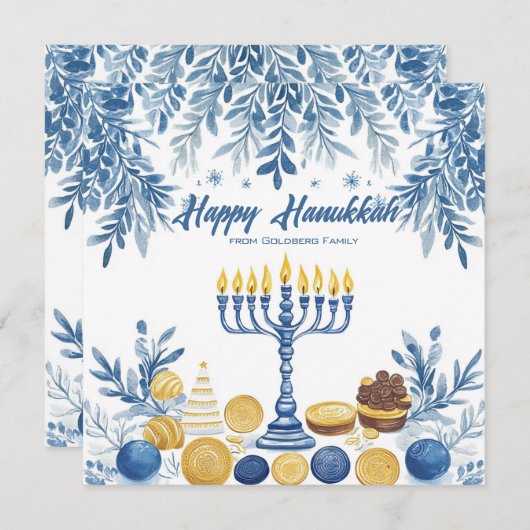 Custom text Festivage Hanukkah Feiertagskarte (Vorne/Hinten)