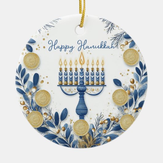 Custom text Festival of Lights Harmony Keramik Ornament (Vorne)