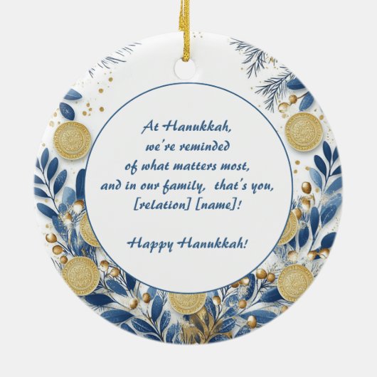 Custom text Festival of Lights Harmony Keramik Ornament (Hinten)