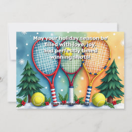🎾🎄Custom text,  Festive Three-Handed Smash Feiertagskarte