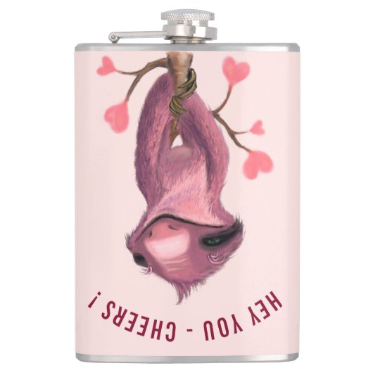 Custom Text Flask Funny Romantic Sloth - Chefs Flachmann (Vorderseite)