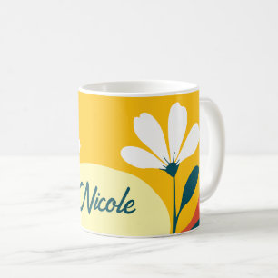 Custom Text Floral Boho Mustard Terracotta Green Kaffeetasse
