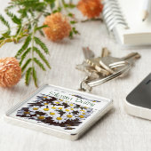 Custom Text Floral Shasta Daisy Blume Fotografie Schlüsselanhänger (Seite)