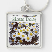 Custom Text Floral Shasta Daisy Blume Fotografie Schlüsselanhänger (Vorne)