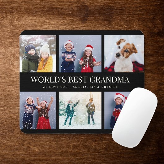 Custom Text Foto Collage World's BEST GRANDMA Mousepad