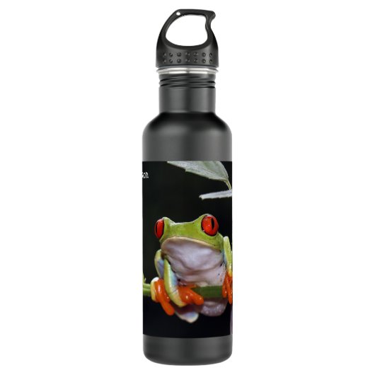Custom Text Frosch Edelstahl Wasserflasche Edelstahlflasche (Vorderseite)