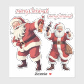 Custom Text Funny Betrunken Santa Aufkleber (Blatt)