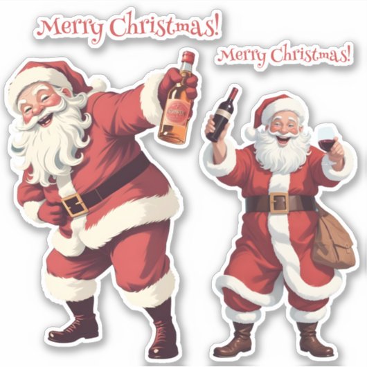 Custom Text Funny Betrunken Santa Aufkleber (Vorderseite)