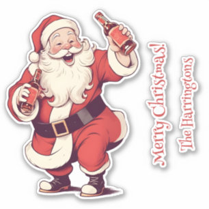 Custom Text Funny Betrunken Santa Aufkleber