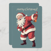 Custom Text Funny Betrunken Santa Einladung (Vorne/Hinten)