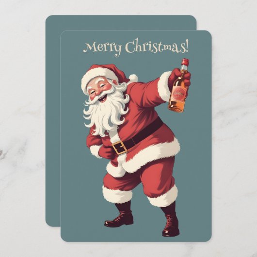 Custom Text Funny Betrunken Santa Einladung (Vorne/Hinten)