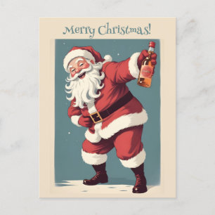 Custom Text Funny Betrunken Santa Feiertagspostkarte