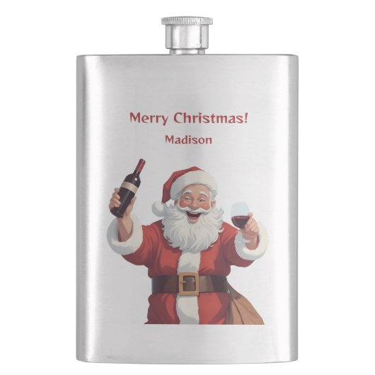 Custom Text Funny Betrunken Santa Flachmann (Vorderseite)