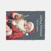 Custom Text Funny Betrunken Santa Fleecedecke (Vorderseite (Horizontal))