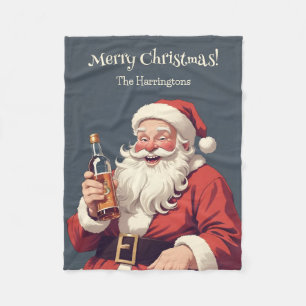 Custom Text Funny Betrunken Santa Fleecedecke
