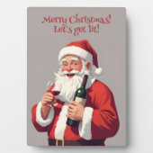 Custom Text Funny Betrunken Santa Fotoplatte (Vorderseite)