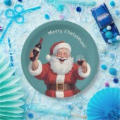 Custom Text Funny Betrunken Santa Pappteller (Party)