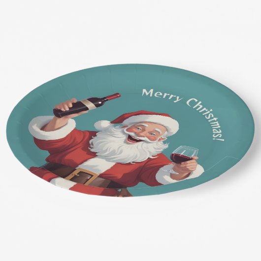 Custom Text Funny Betrunken Santa Pappteller (Schrägansicht)
