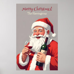 Custom Text Funny Betrunken Santa Poster