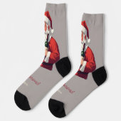 Custom Text Funny Betrunken Santa Socken (Linkes Detail)
