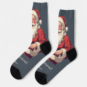 Custom Text Funny Betrunken Santa Socken (Linkes Detail)