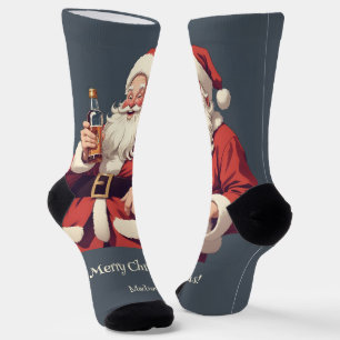 Custom Text Funny Betrunken Santa Socken