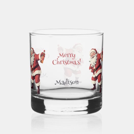Custom Text Funny Betrunken Santa Whiskyglas (Vorderseite)