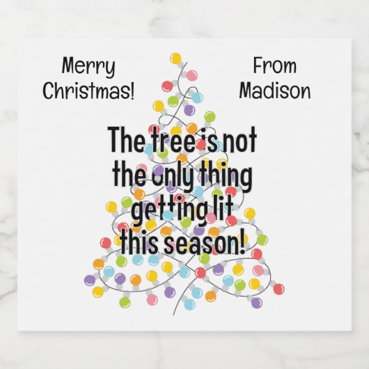Custom Text Funny Lit Weihnachtsbaum Bierflaschenetikett (Einzelnes Label)