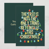 Custom Text Funny Lit Weihnachtsbaum Feiertagskarte (Vorne/Hinten)
