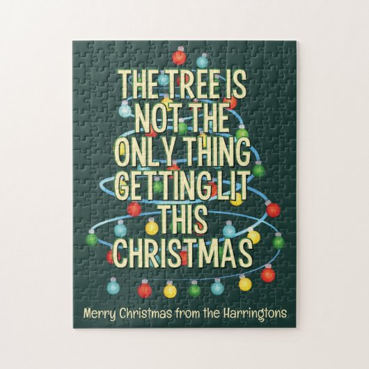 Custom Text Funny Lit Weihnachtsbaum Puzzle (Vertikal)