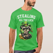 Custom Text Funny Raccoon St. Patrick's Day T-Shirt (Vorderseite)