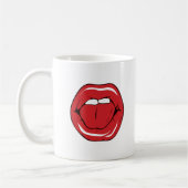Custom Text Funny Red Lips Cartoon Mouth Kaffeetasse (Links)