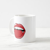 Custom Text Funny Red Lips Cartoon Mouth Kaffeetasse (Vorderseite Links)