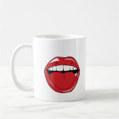 Custom Text Funny Red Lips Cartoon Mouth Kaffeetasse (Links)
