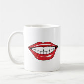 Custom Text Funny Red Lips Cartoon Mouth Kaffeetasse (Links)
