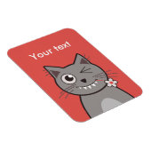 Custom Text Funny Winking Cartoon Kitty Cat Magnet (Rechte Seite)