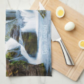 Custom Text Gjain Waterfall, Island Geschirrtuch (Viertel Falte)