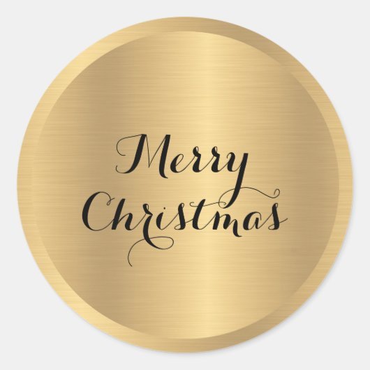Custom Text Glamour Imitats Gold Frohe Weihnachten Runder Aufkleber (Vorderseite)