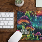 Custom Text Glowing Psychedelic Mushroom Enchanted Mousepad
