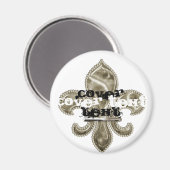 Custom Text Gold Lilie Round Magnet (Vorderseite/Rückseite)