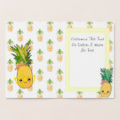 Custom Text/Gold Party Ananas Kawaii Beach Folienkarte (Innenseite)