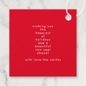 Custom Text Gold Red Frohe kleine Weihnachten Geschenkanhänger (Rückseite)