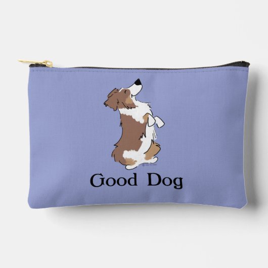 Custom Text Good Dog Aussie Fun Zipper Zubehörtasche (Vorderseite)