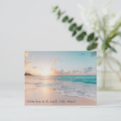 Custom Text Gorgeous Golden Hour Oahu Hawaii Beach Postkarte (Stehend Vorderseite)