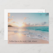 Custom Text Gorgeous Golden Hour Oahu Hawaii Beach Postkarte (Vorne/Hinten)